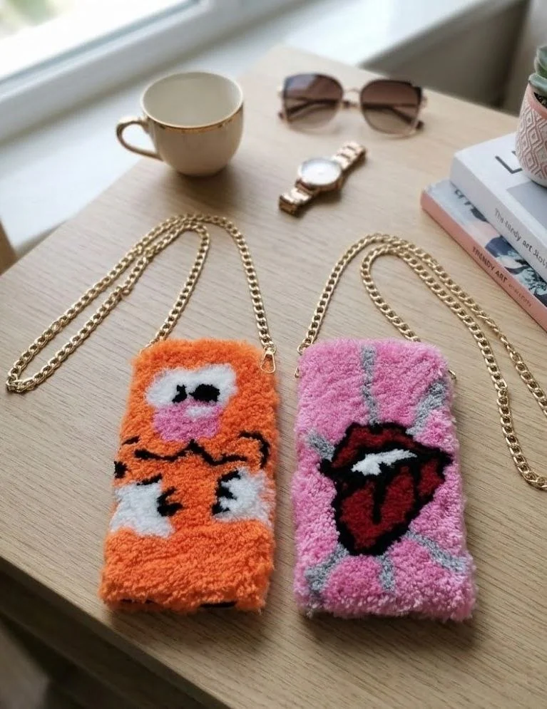 Сумочка для телефона «Тигр» / «Rolling lips» на цепочке