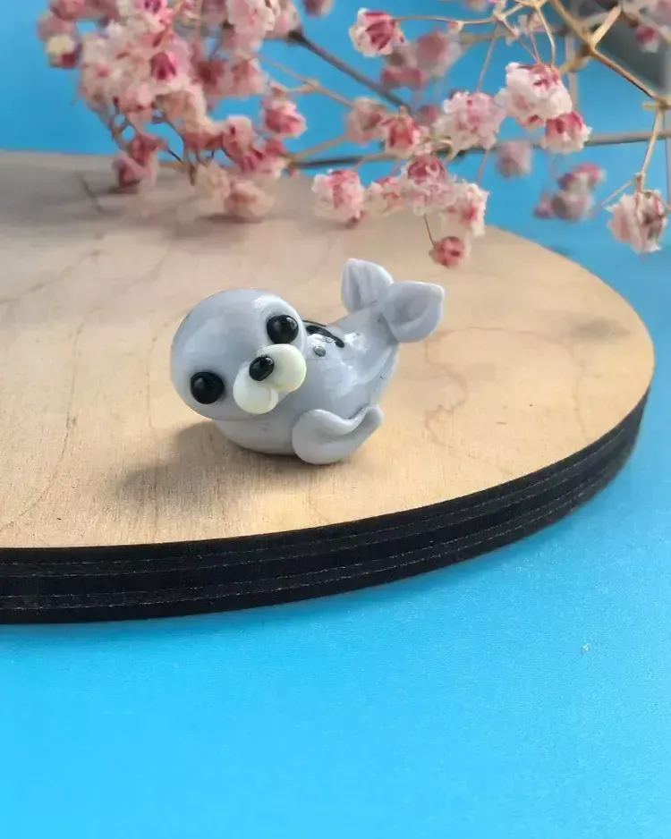 Стеклянная фигурка «Тюлень» — Белый
