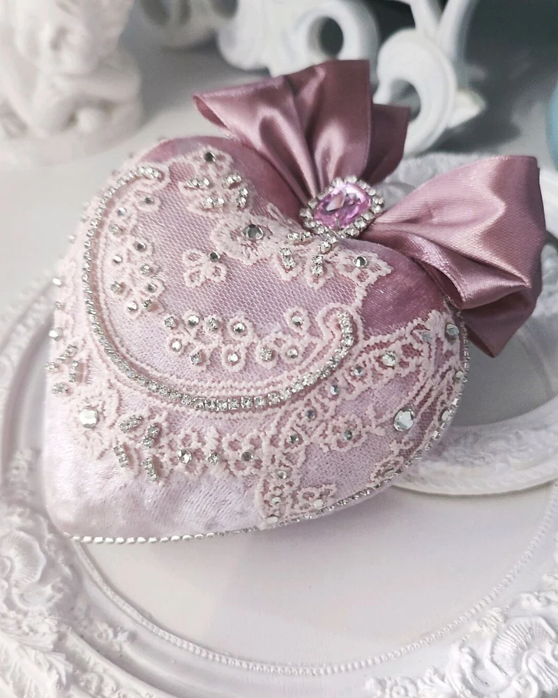 Ёлочная игрушка "Сердце", цвет пудровый