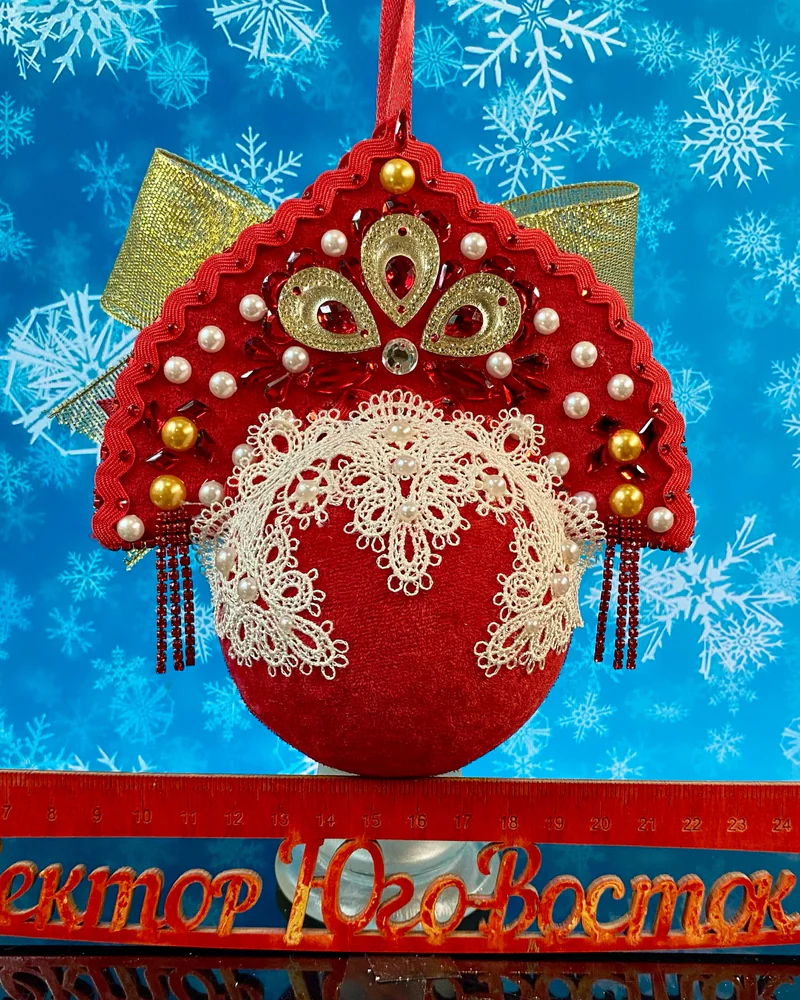 Ёлочная игрушка из коллекции Кокошники "Роскошь алого бархата"