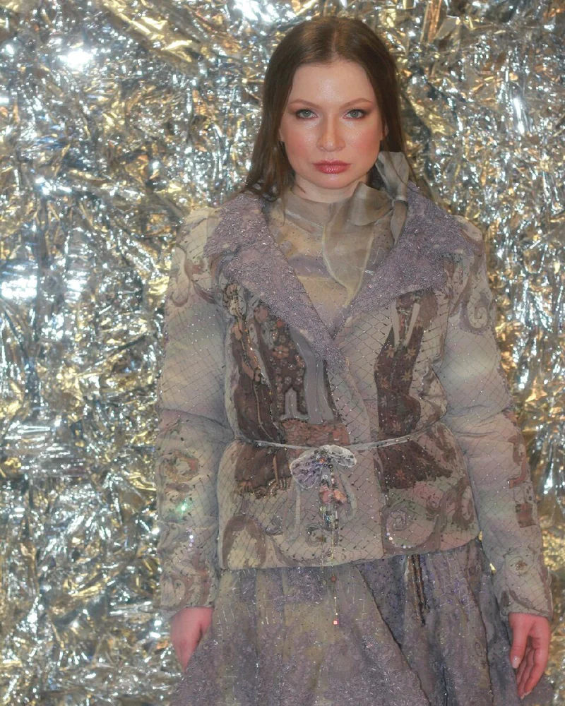 Стеганая куртка батик Сказка за сказкой,шелк, ручная вышивка и стежка