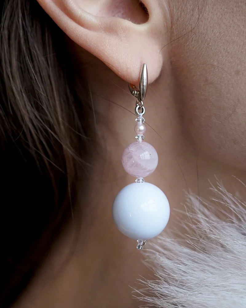 Серьги с розовым кварцем — Серьги с розовым кварцем