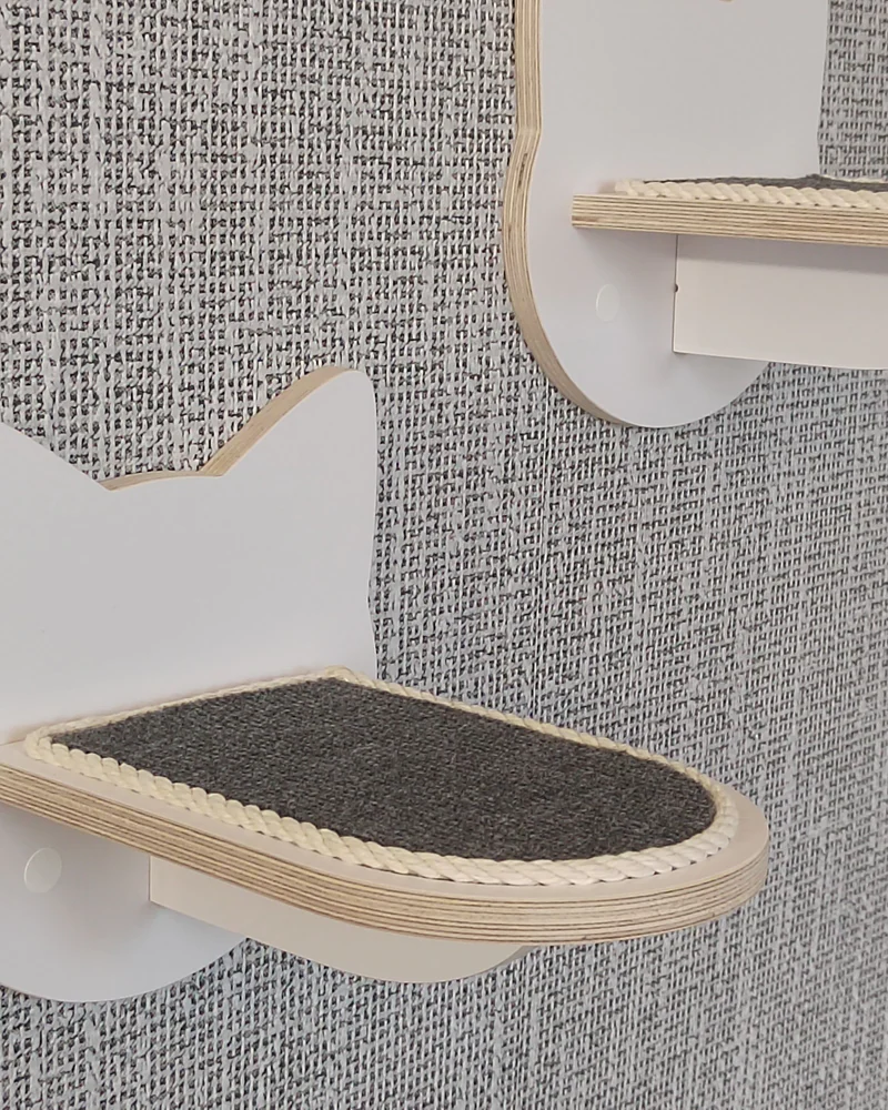 Полка ступенька лежанка для кошек настенная малая "Кошка" 2 штуки VIMBESK — Белый