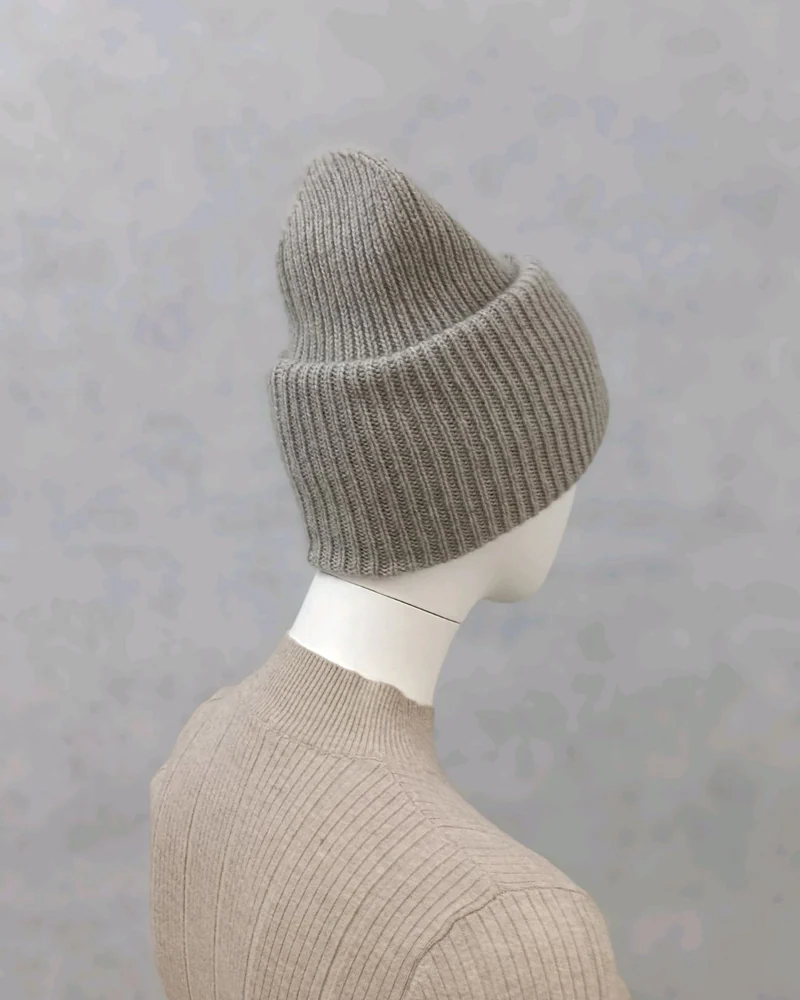 Комплект кашемир 100%/baby-alpaca-косынка и шапка с двойным отворотом — Серый