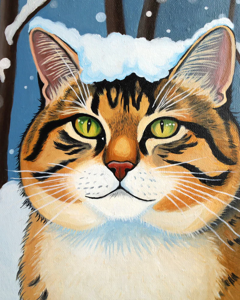 Картина с котом — Зимний кот