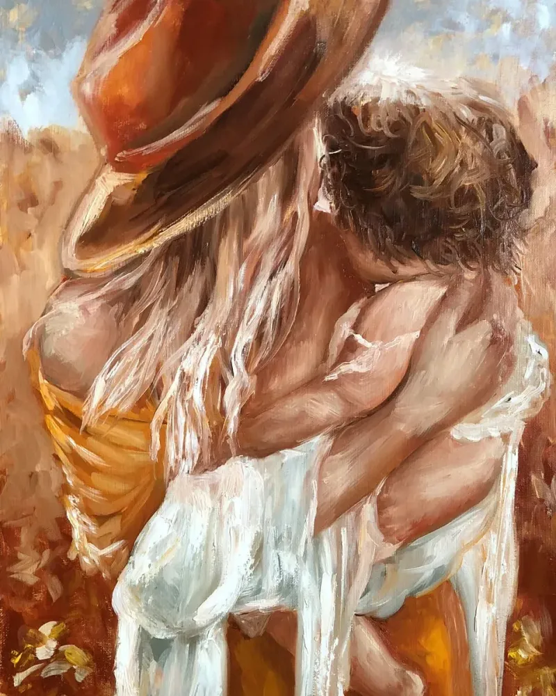 Мама с ребенком. Картина маслом 40×60 см — 40×60 см