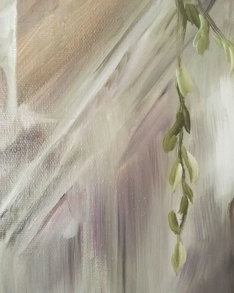 Ветка яблони. Картина маслом 30×50 см — 30×50 см