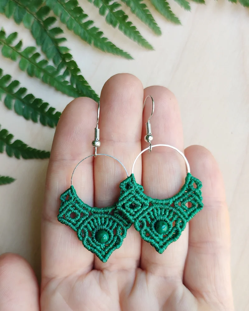 Синий Тайша серьги макраме
