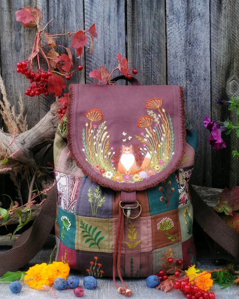 Льняной рюкзак «Рыжий кот»