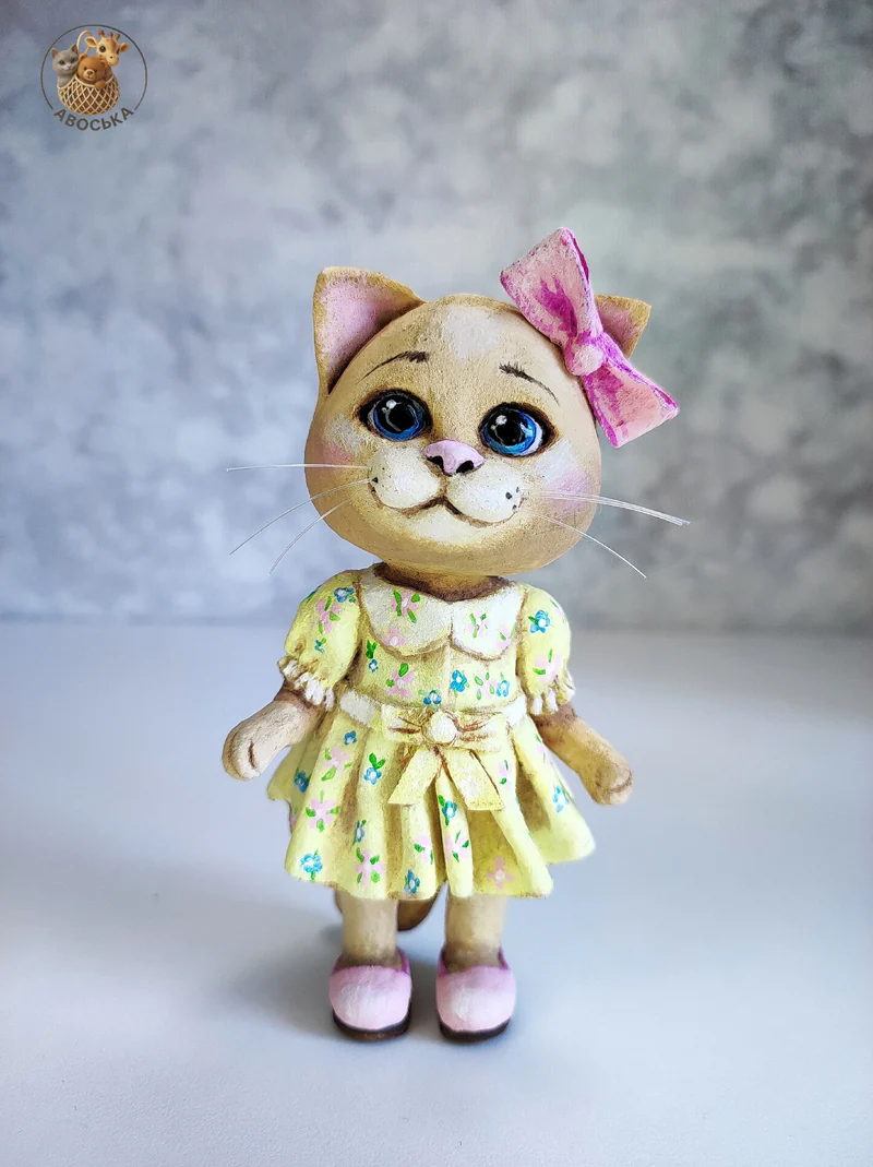 Ватная игрушка «Кошечка в платье»