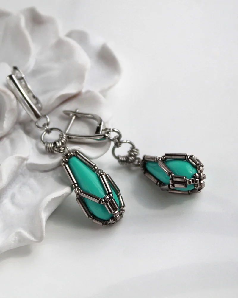Яркие серьги "Mint" — зелёные