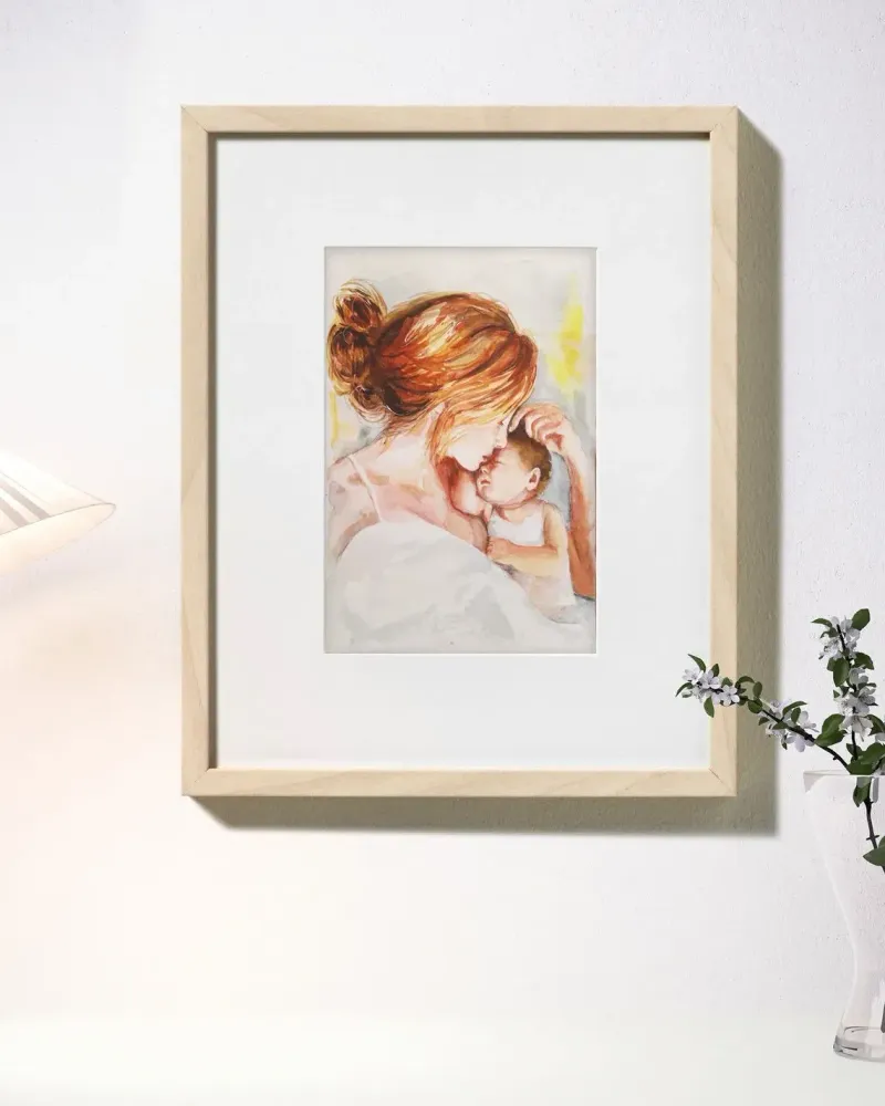 Мама с малышом. Акварель 20×30 см — 20×30 см