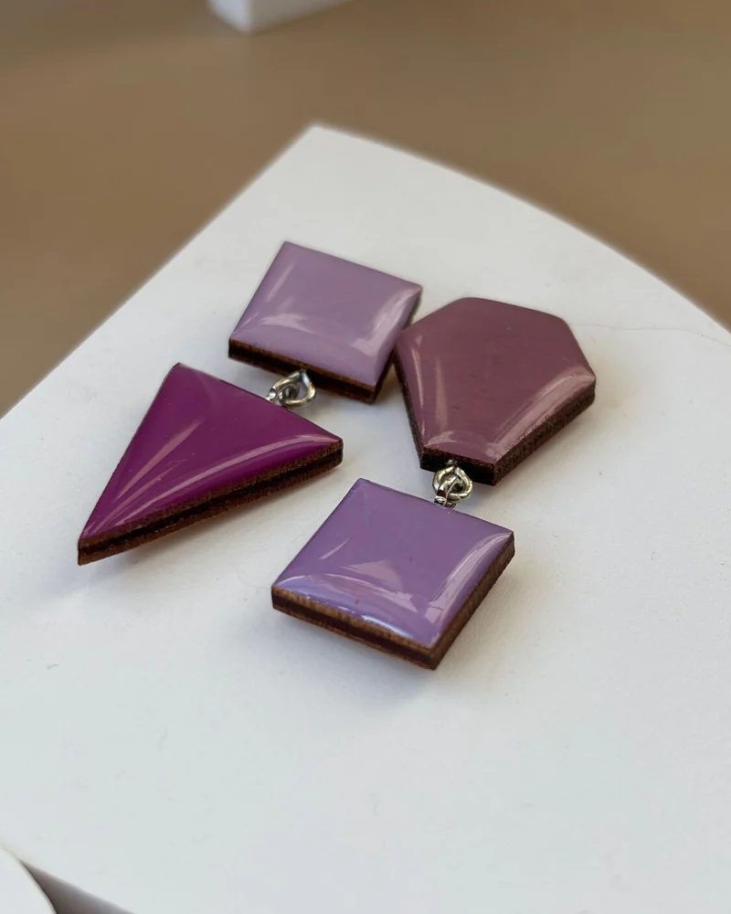Серьги деревянные.Асимметрия