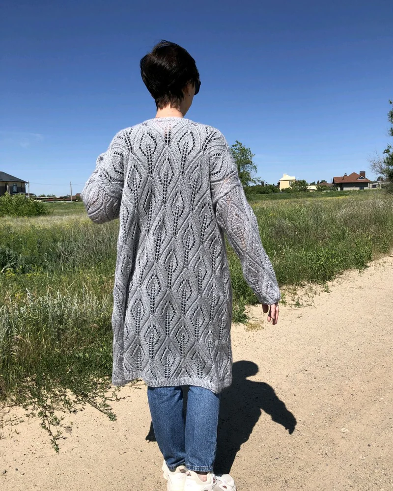 Фиолетовый Женский кардиган — Ажурный кардиган