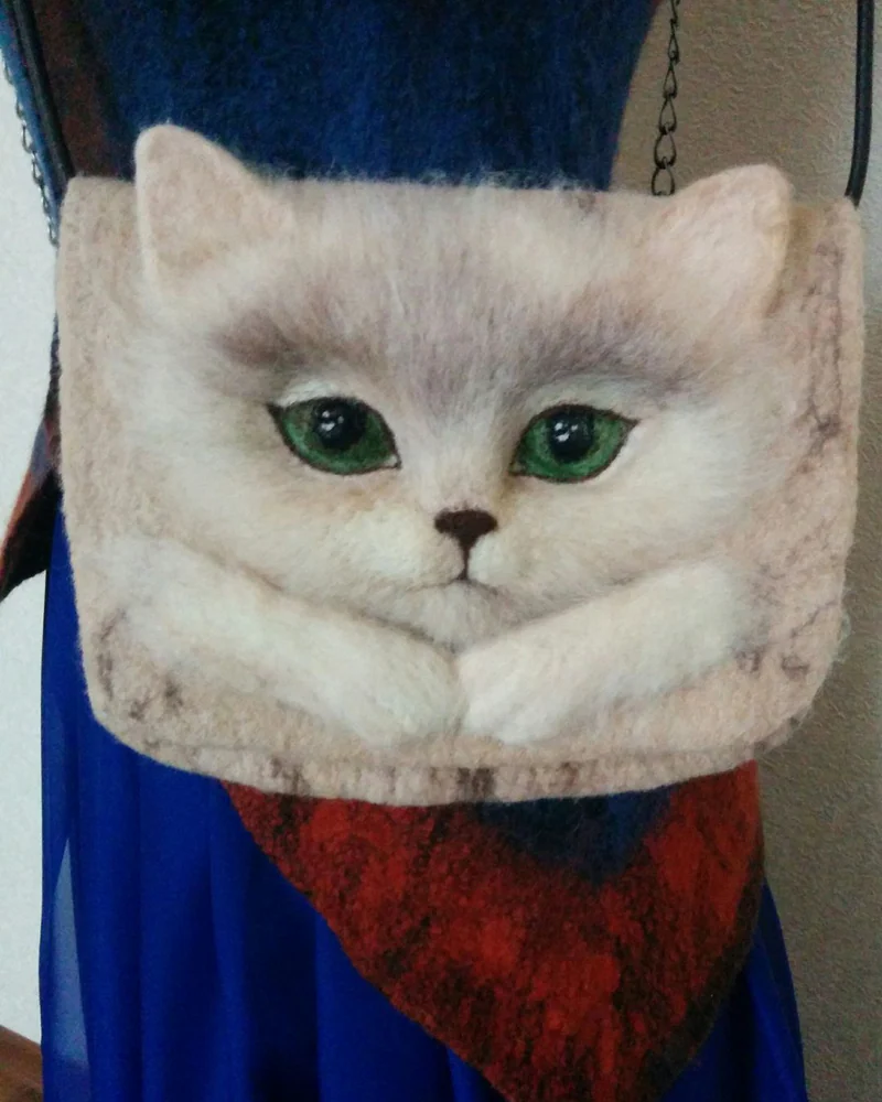 Сумочка валяная "Мимимишная котейка"
