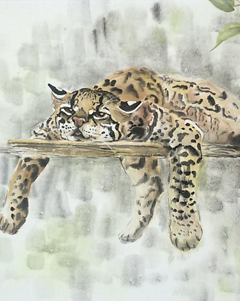 Картина Идеальный день, 50x40 кот оцелот зеленые кусты лето