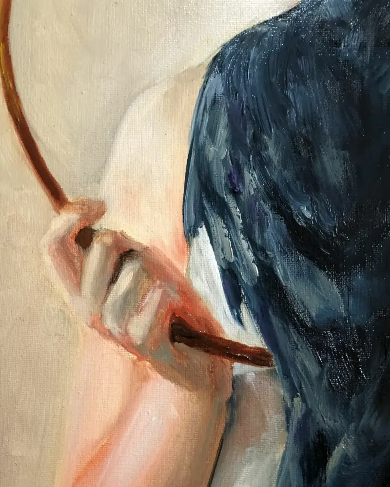 Девочка и ворон. Картина маслом 40×50 см — 40×50 см
