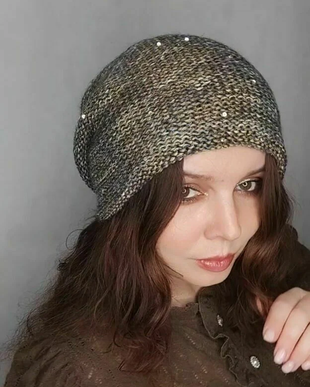 шапка бини двойная с пайетками
