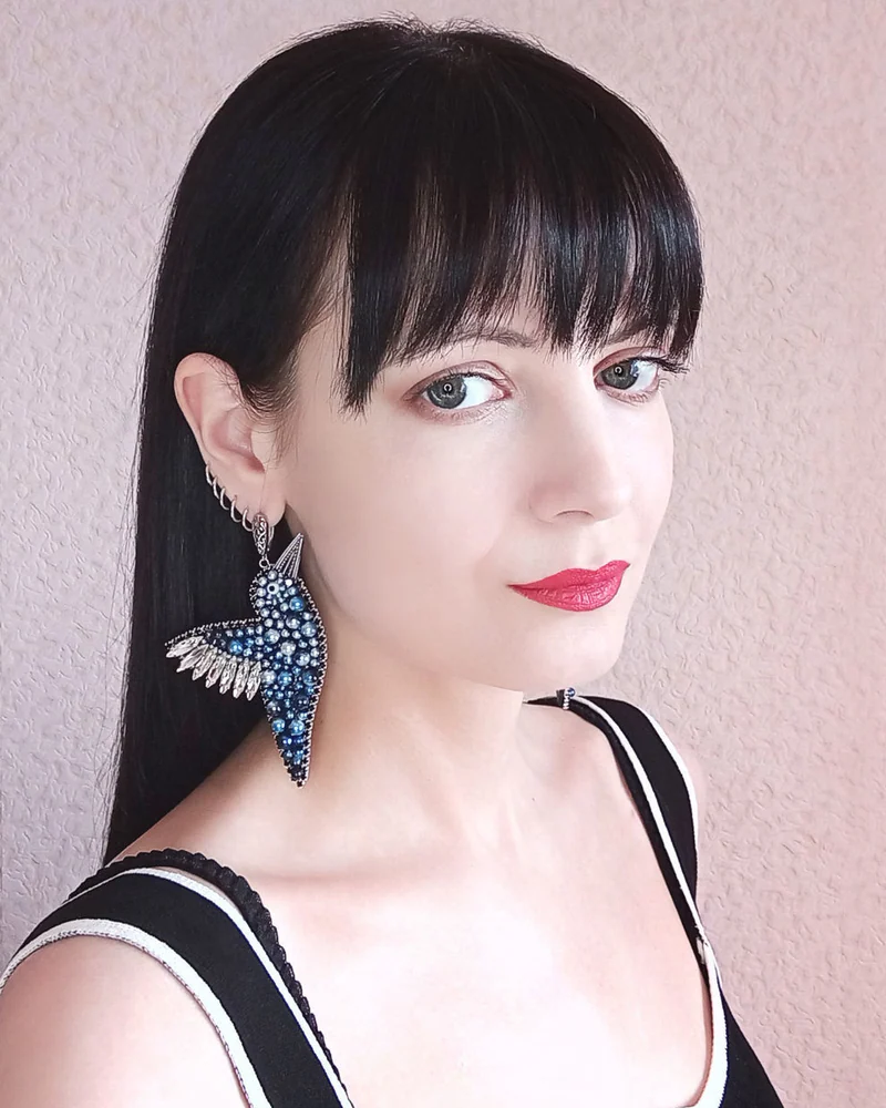 Крупные серьги в форме птиц — Синий