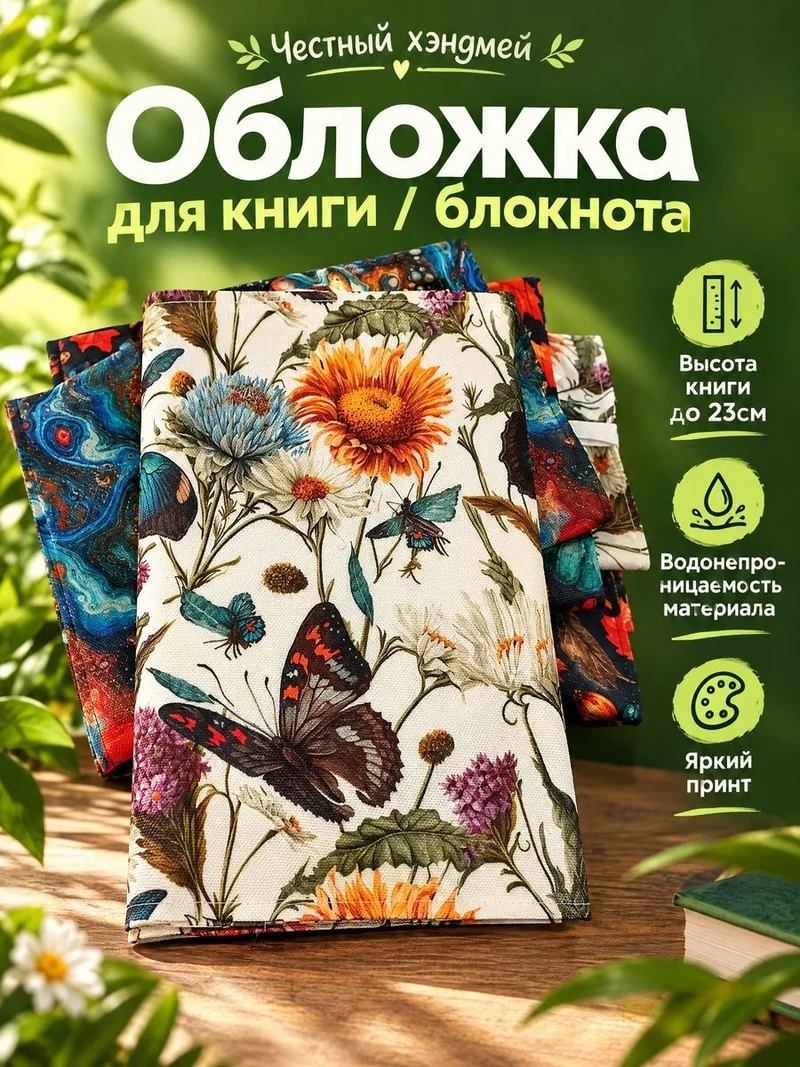 Тканевая обложка для книги A5 с принтом