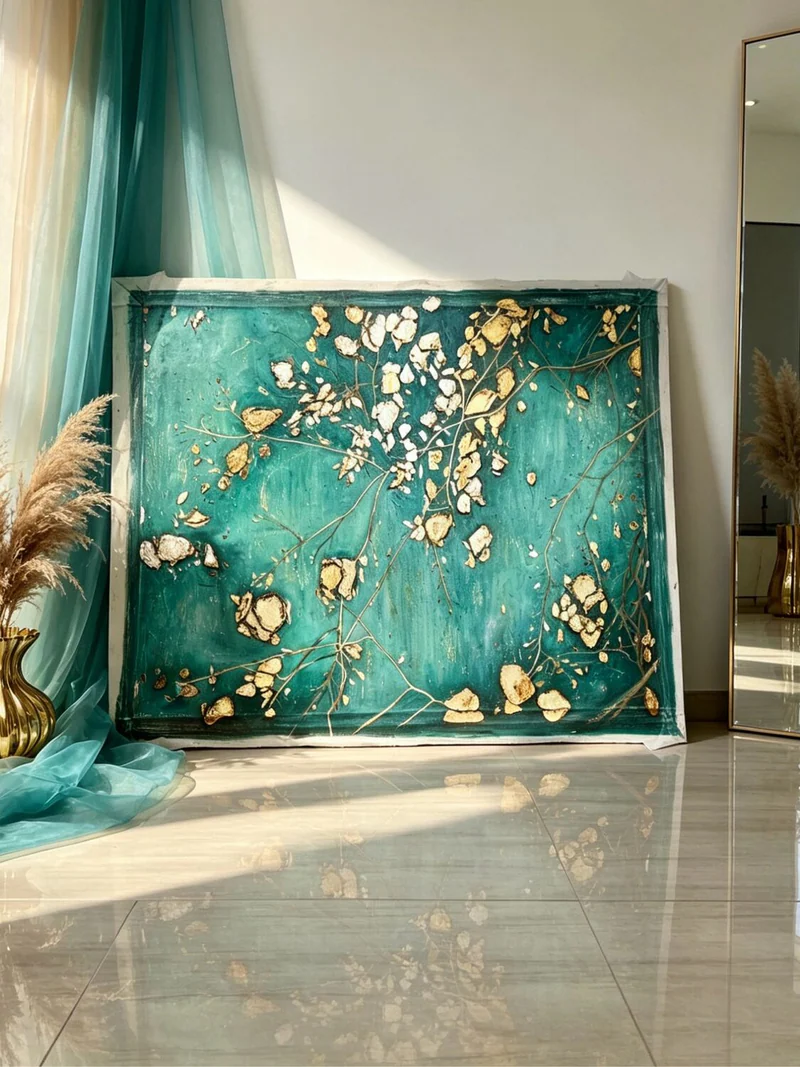 Картина «Gold & Branches», 90×70 см