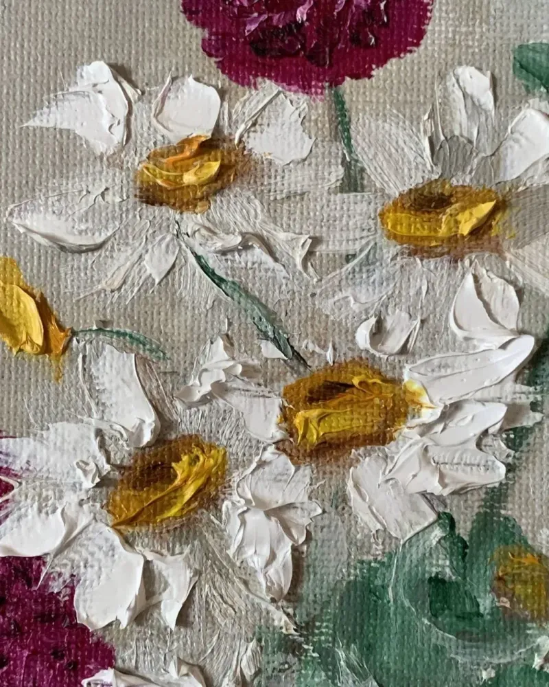 Ромашки. Картина маслом 23×29 см — 23×29 см