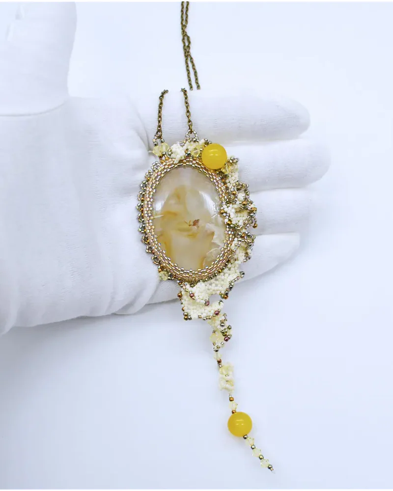 Кулон с агатом и Swarovski