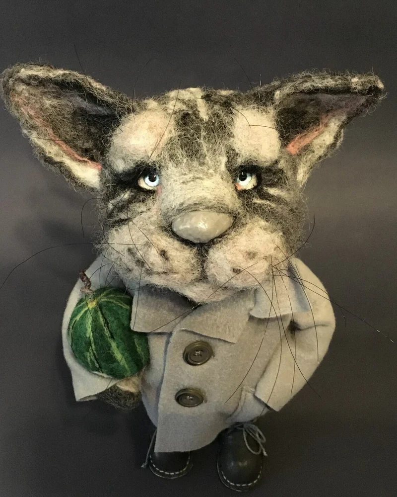 Кот Аркадий. Войлочная игрушка. Игрушка из шерсти