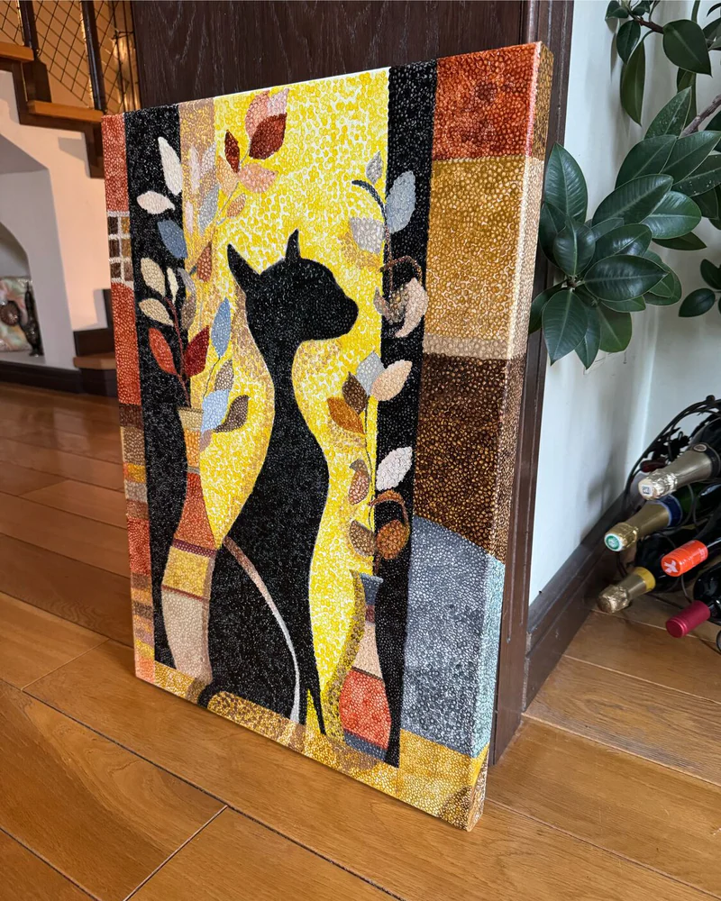 Картина маслом «Black cat» 50×70 см, пуантилизм — Оригинал