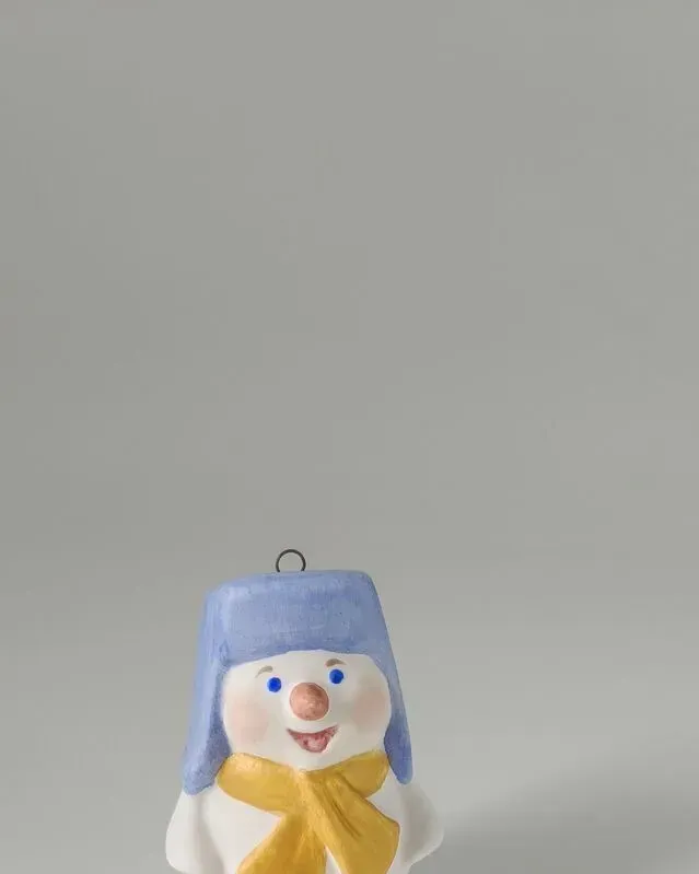 Ёлочные игрушки из фарфора, матовые: Дед Мороз, Снегурочка, Арлекин, снеговик, птичка