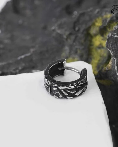 Серебряная серьга "Металлик лайт" частичное чернение