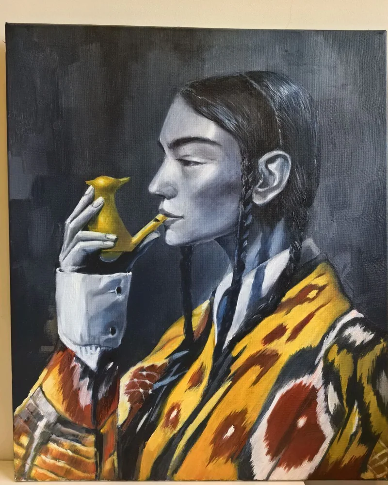 Картина маслом "Девушка с косичками", 50х60см