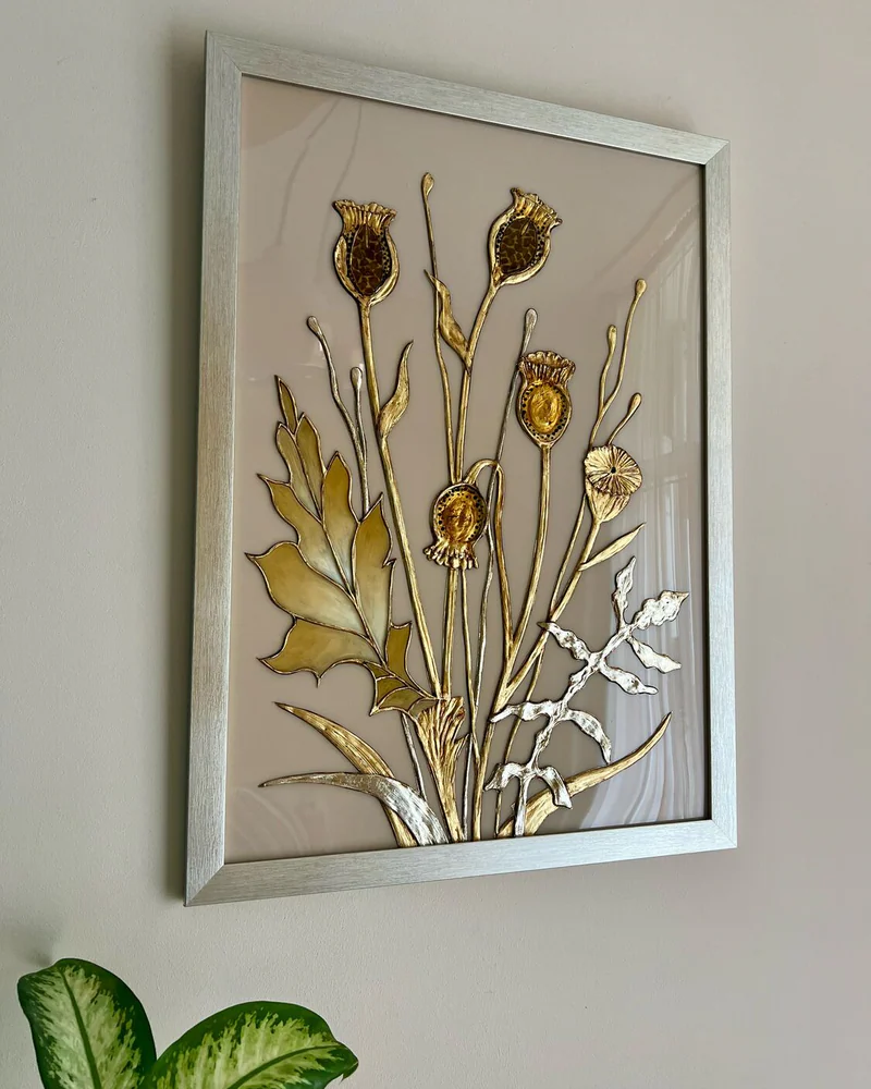 Картина «Маки», 50×70 см, на капучиновом фоне