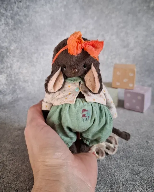 Мышка Тедди Молли, коричневая, 14 см