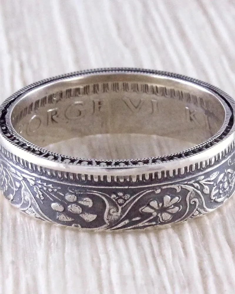 Серебряное кольцо из монеты: Азия и Африка — Индия, 1/2 рупии