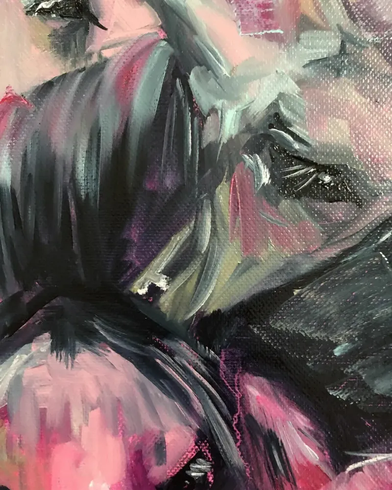 Лошади. Картина маслом 40×40 см — 40×40 см
