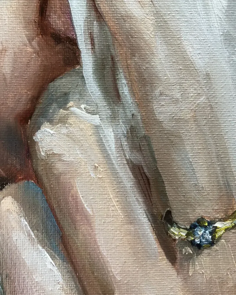 Девушка в платке. Картина маслом 20×30 см — 20×30 см
