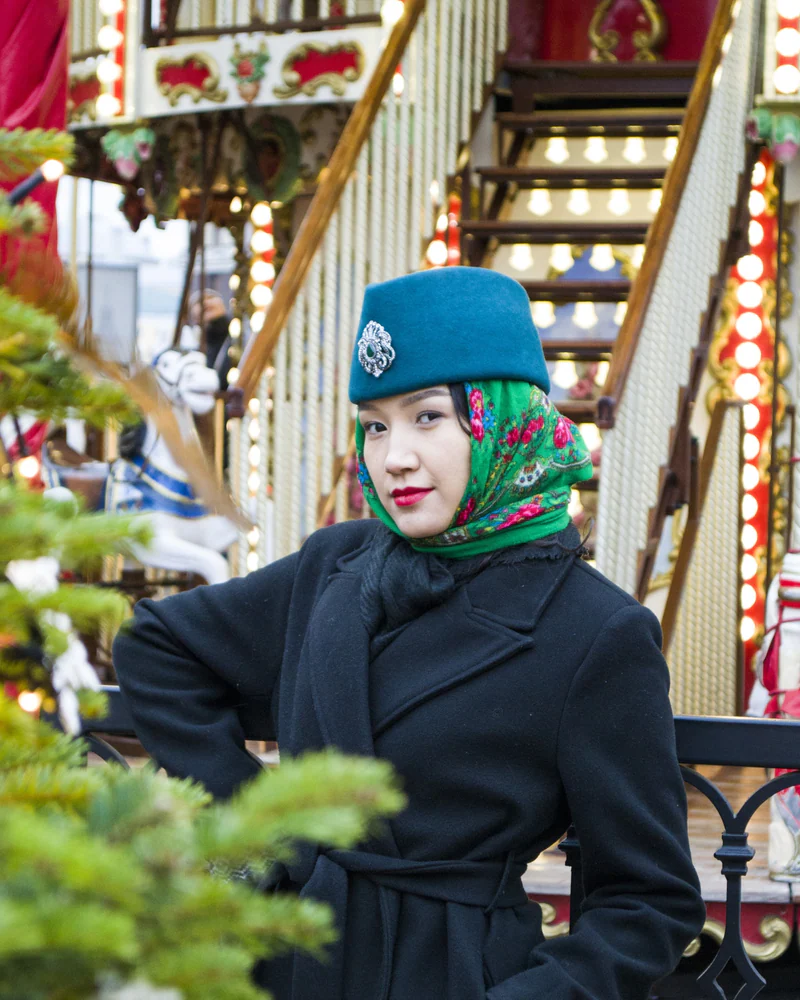 Шляпка пилотка Изумрудная