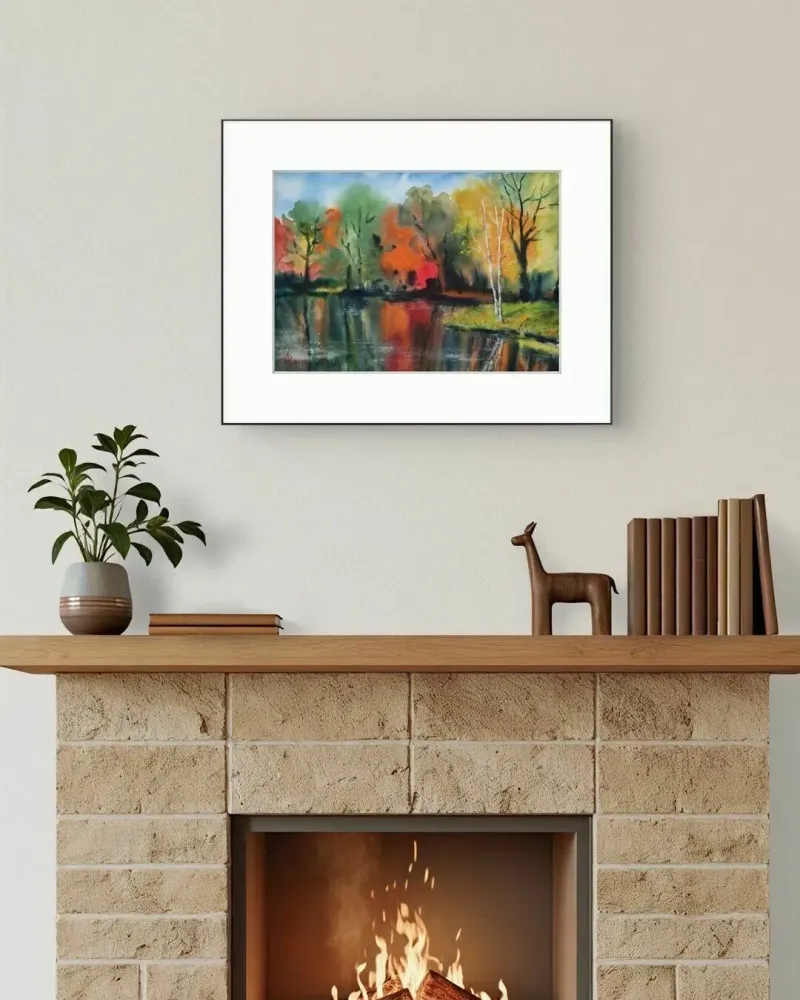 Осень. Осенний пейзаж акварелью — 20×30 см