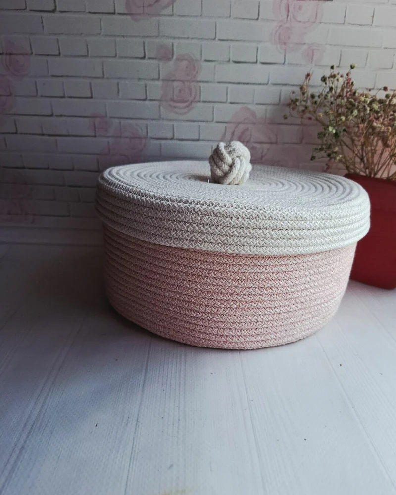 Круглая корзина из хлопкового шнура — мультиколор