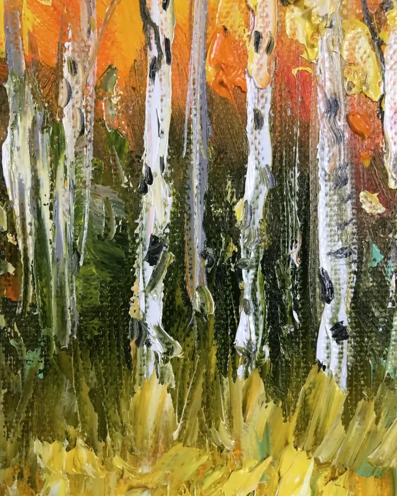 Березки. Картина маслом 20×20 см — 20×20 см