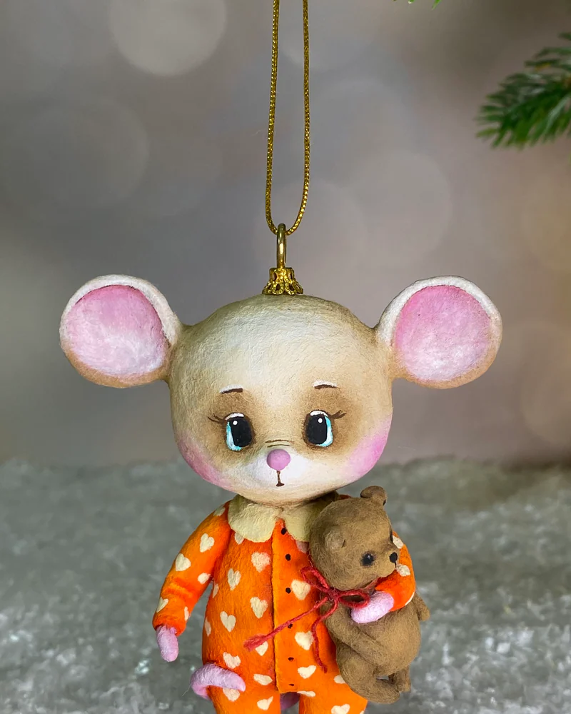 Ёлочная игрушка «Мышка с мишкой»