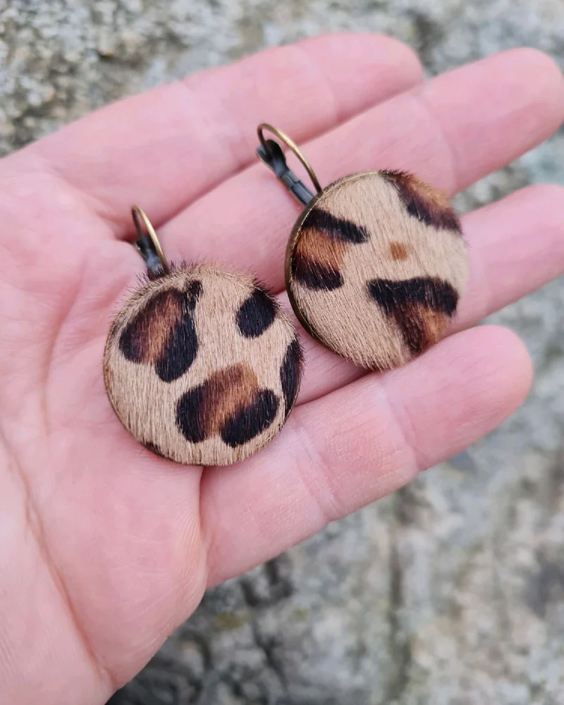 Серьги с натуральным мехом, коричневый