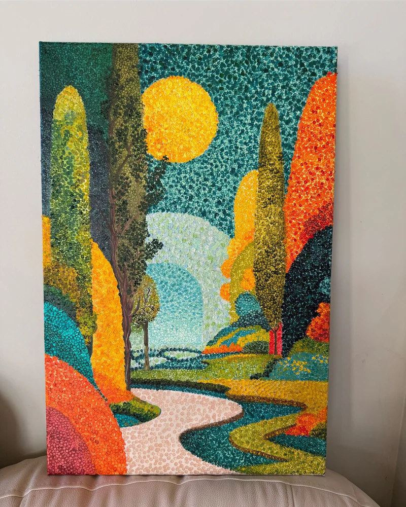 Картина маслом Пейзаж пуантилизм 40×60 — Оригинал