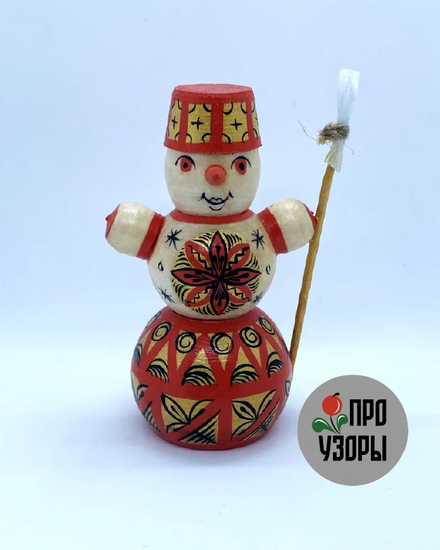 Фигурка «Снеговик» с мезенской росписью