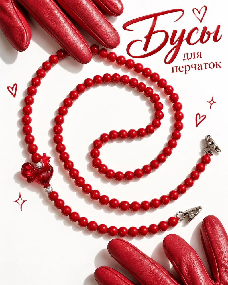 Колье Колье — Красные бусы для перчаток