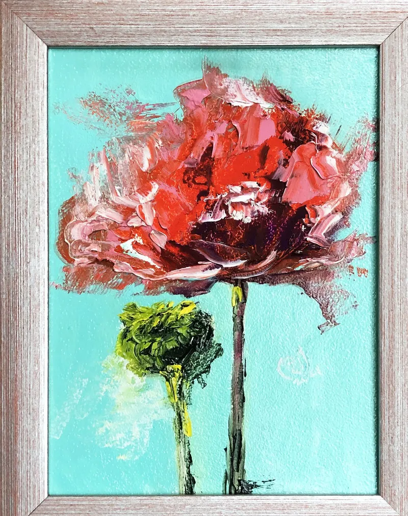 Мак. Картина маслом 18×23 см — 18×23 см
