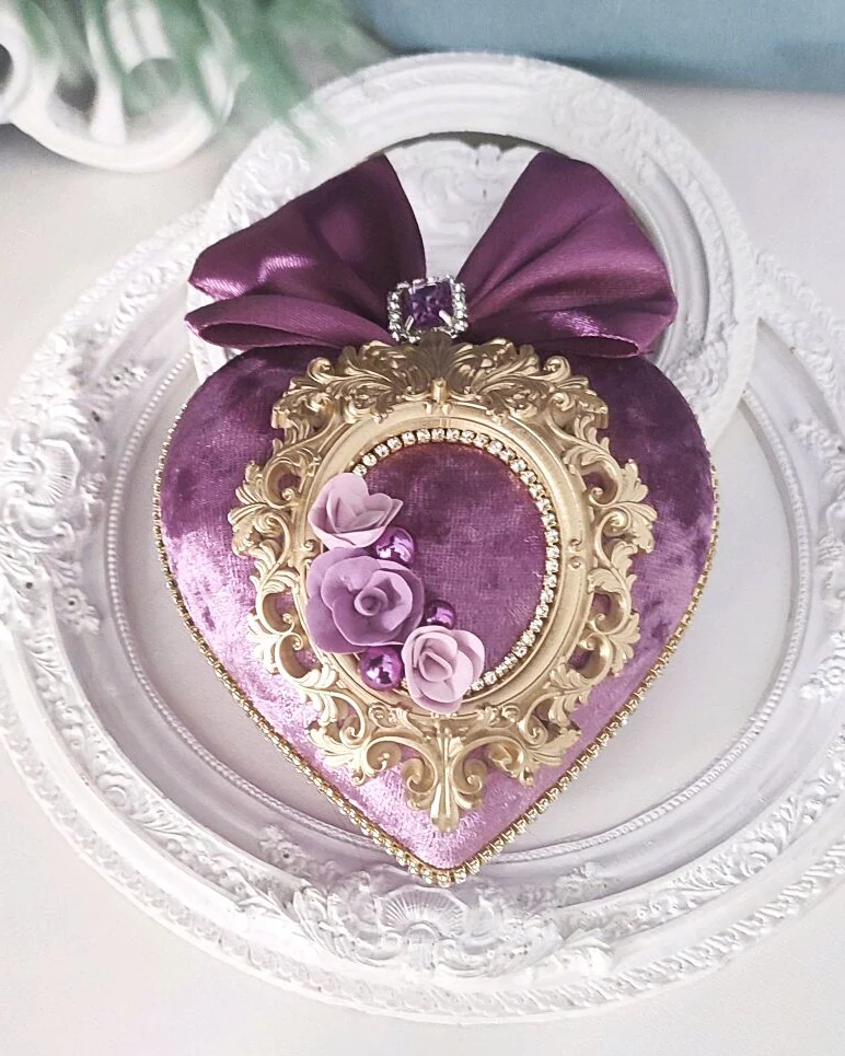 Ёлочная игрушка "Сердце", цвет лавандовый