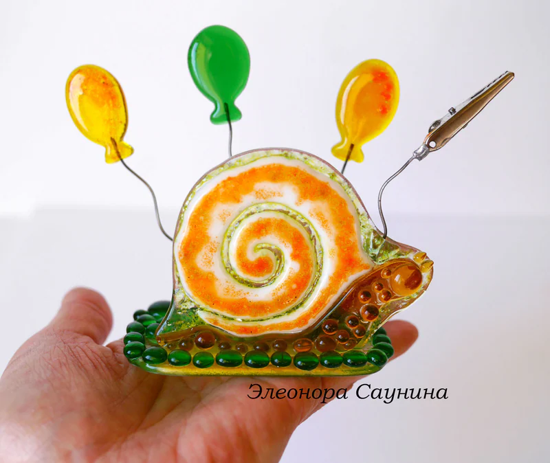 Визитница настольная с держателем для фото Улитка