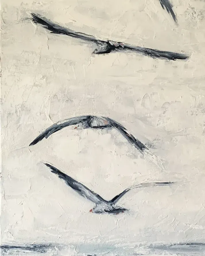 Чайки. Картина маслом 30×60 см — 30×60 см